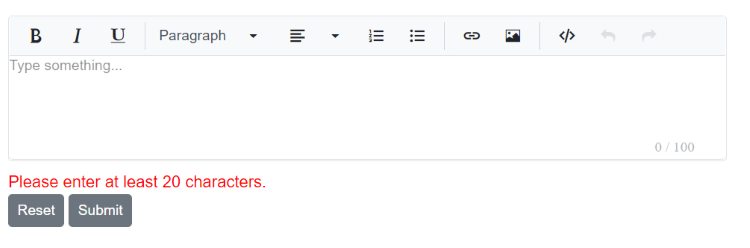 Blazor RichTextEditor form validation