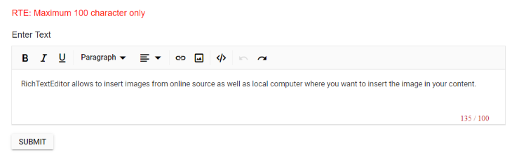 Blazor RichTextEditor validation in custom placement